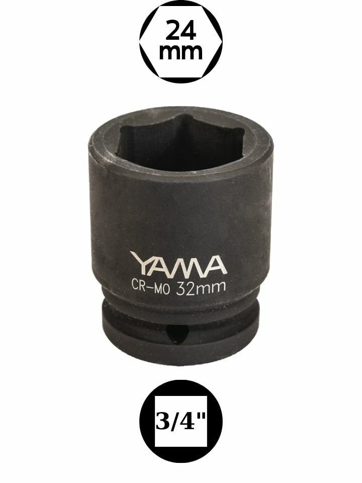 24 mm Havalı Kısa Lokma 3/4'' YAHLM3424