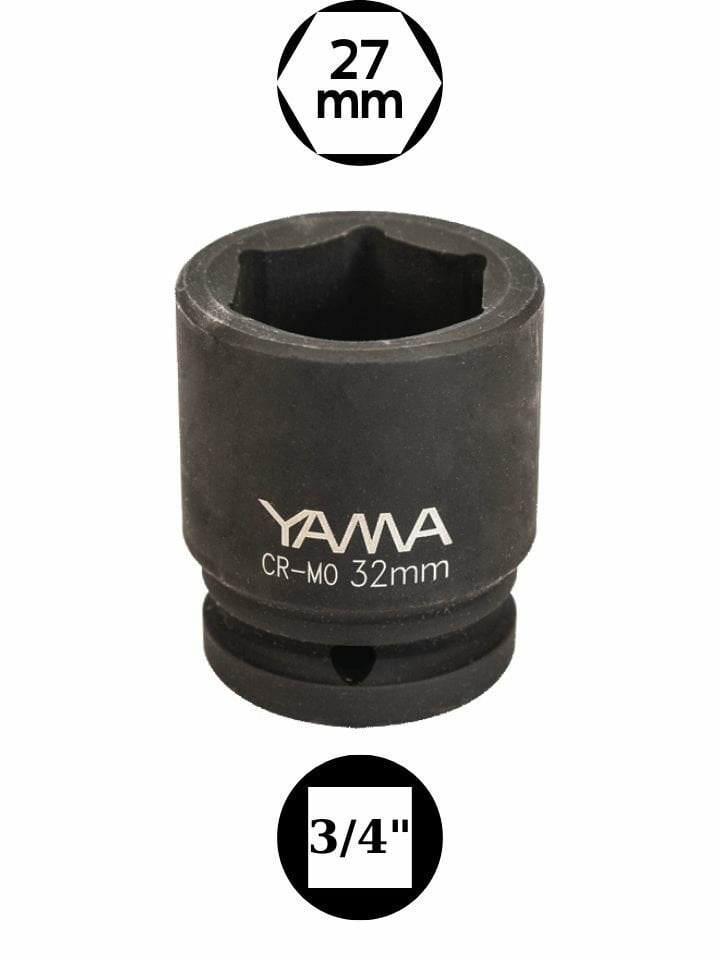 27 mm Havalı Kısa Lokma 3/4'' YAHLM3427