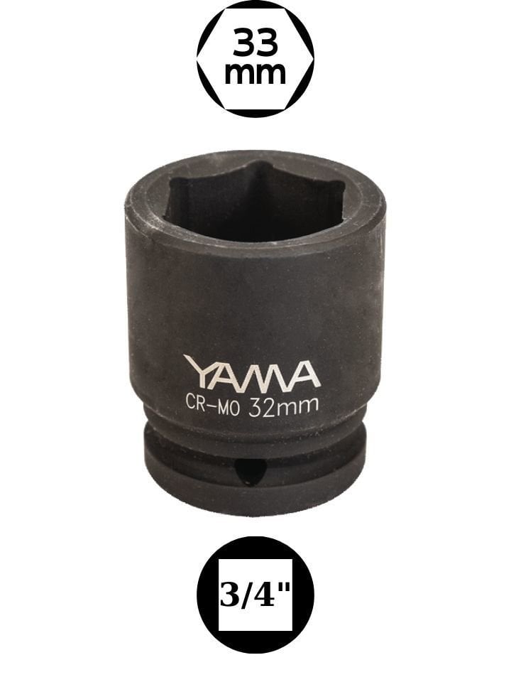 33 mm Havalı Kısa Lokma 3/4'' YAHLM3433