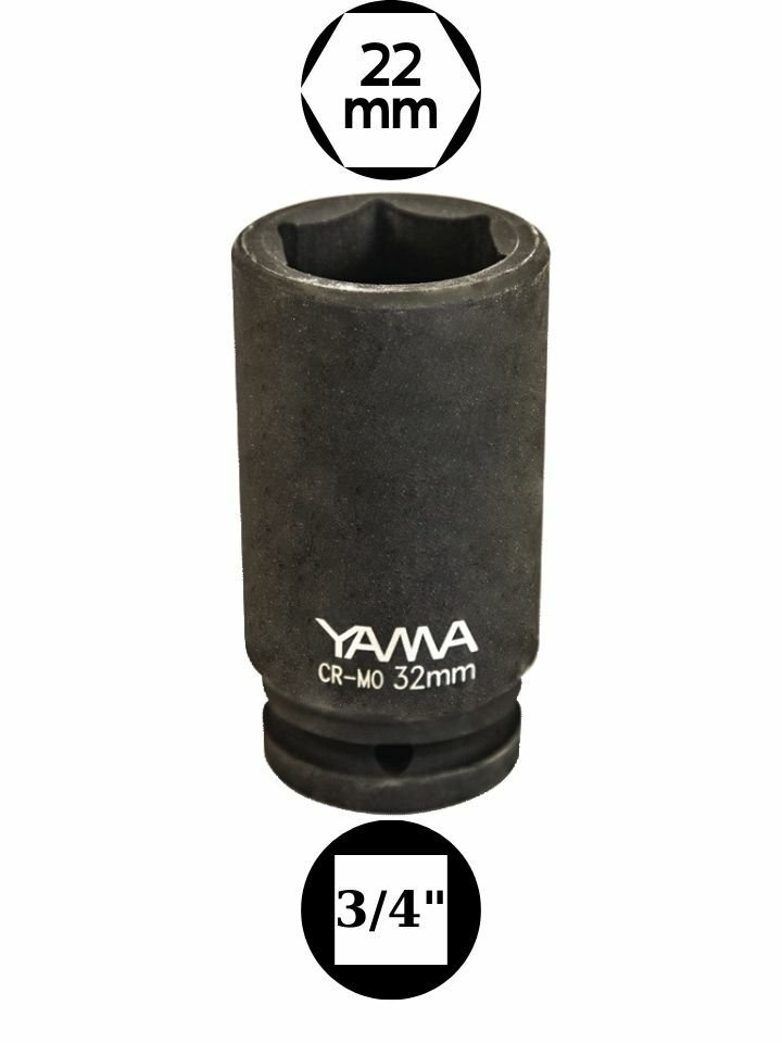 22 mm Havalı Uzun Lokma 3/4'' YAHLU3422