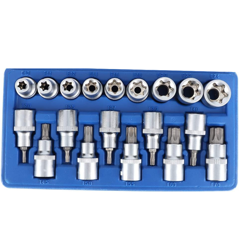 1/2 Torx ve E Lokma Takımı 19 Parça (T20-T25-T27-T30-T40-T45-T50-T55-T60-T70)