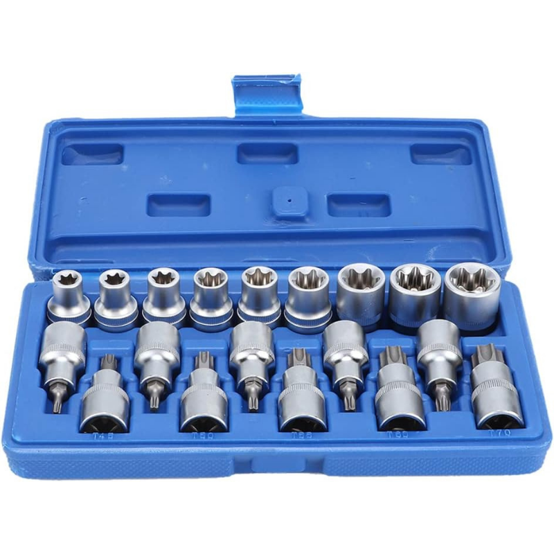 1/2 Torx ve E Lokma Takımı 19 Parça (T20-T25-T27-T30-T40-T45-T50-T55-T60-T70)